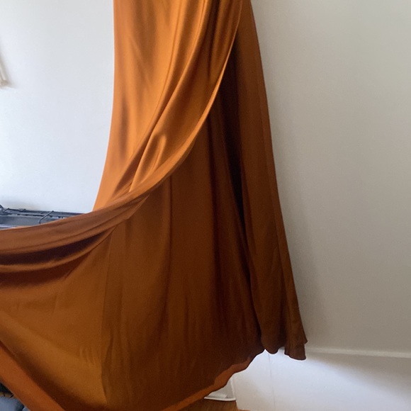 Fame and Partners Strappy Draped Gown Rust Bridesmaid Gown - Picture 7 of 12